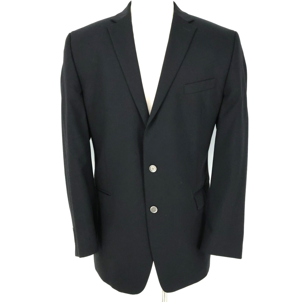 Calvin Klein Sport Coat Mens 46L Black Wool Jacket Lined Double Vent Career New